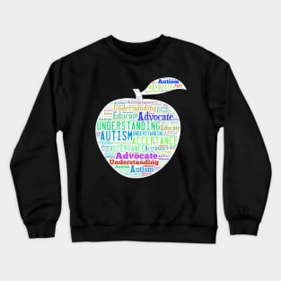 Autism Awareness Educate Love Support Advocate Hand Colorful Crewneck Sweatshirt